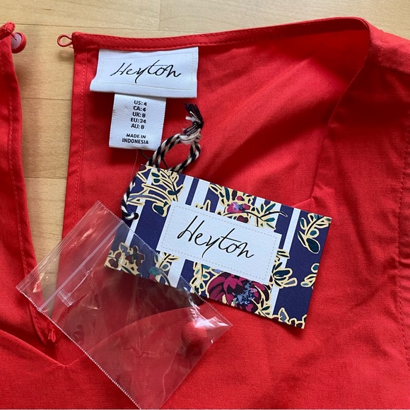 *NWT* Heyton Preppy Holiday Casual Chic Scalloped Hem Vibrant Cotton Mini Dress - Picture 6 of 9